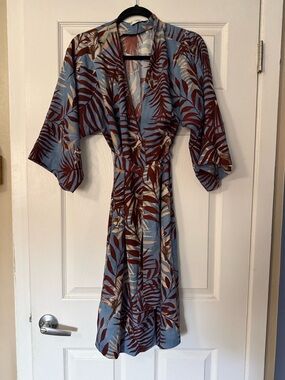 Mango Floral Print Blouse in Light Blue, Beige and Rust